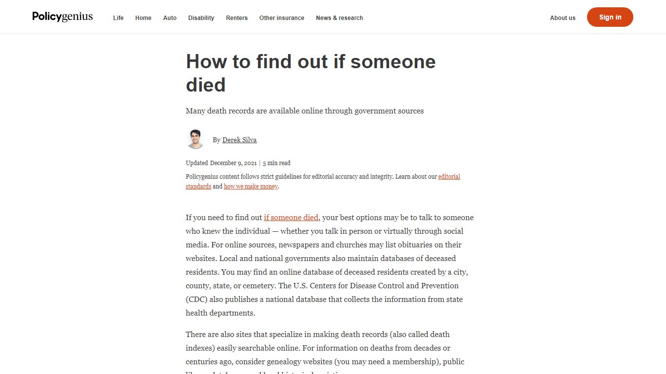 6 Ways to Find out if Someone Died - Policygenius